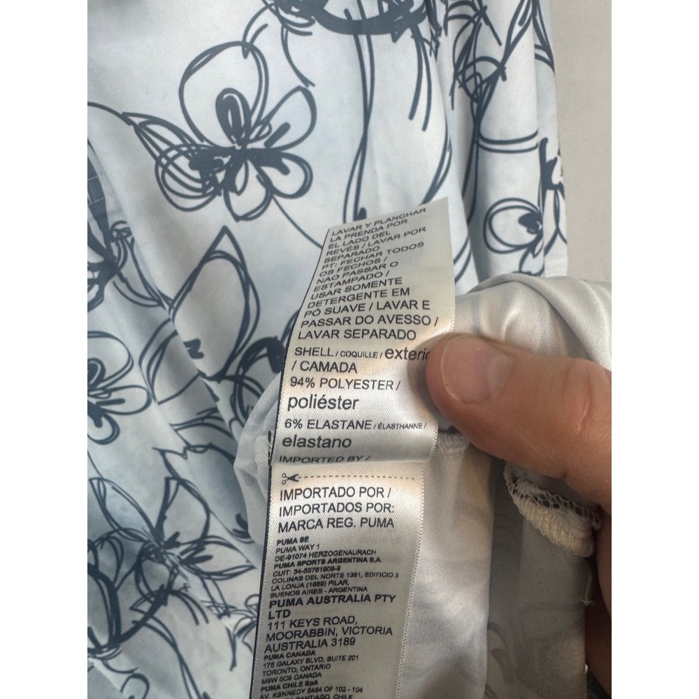 Puma Cloudspun Stems Golf Polo Shirt Mens XL White Teal Floral UPF 40 537457 02 - Picture 8 of 10